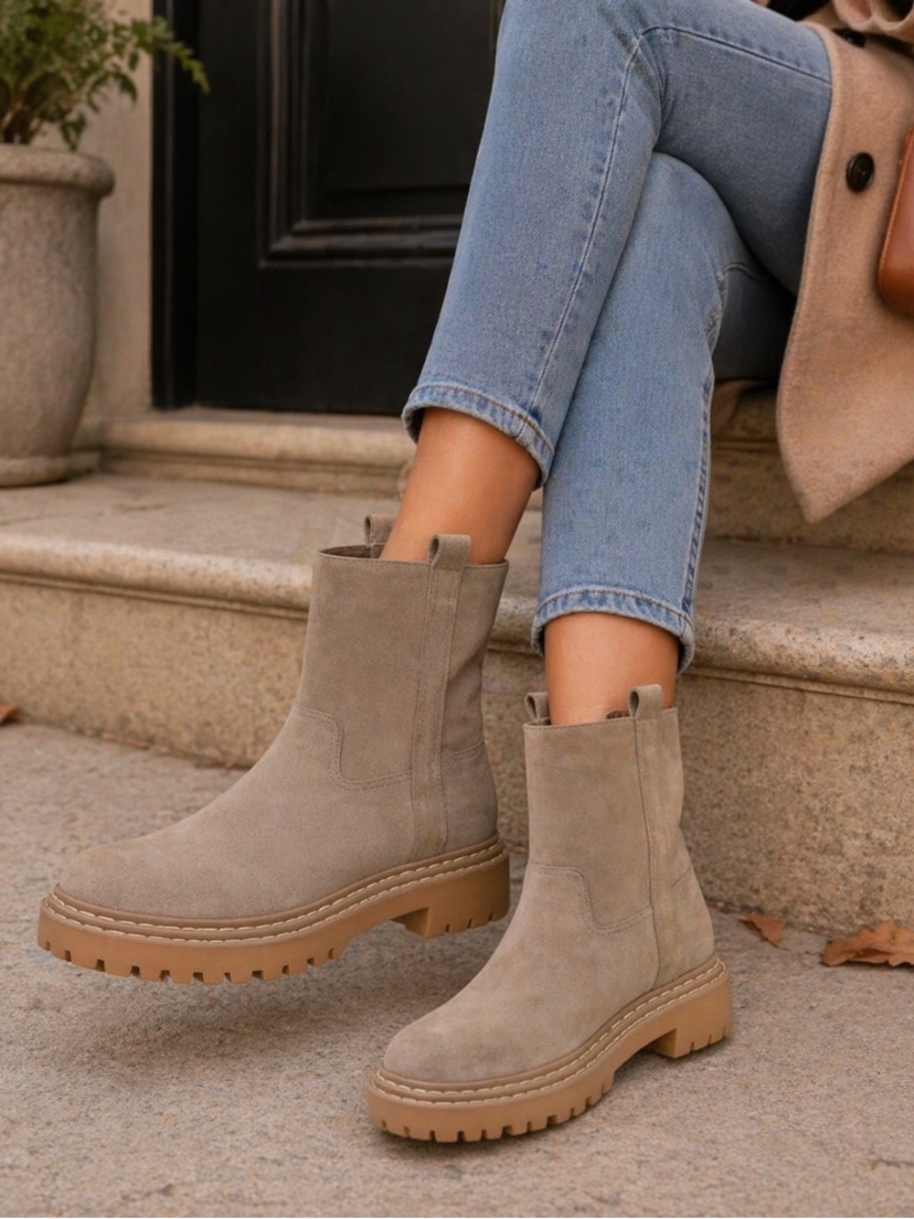 Splendid Taupe Suede Combat Boots